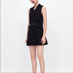 Zara navy vest tuxedo dress